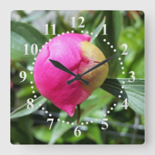 Relógio Quadrado botão rosa profundo
