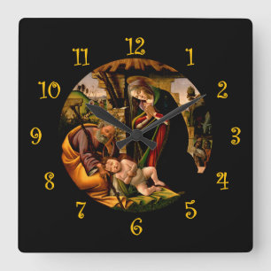 Relógio Quadrado Botticelli ~ A Adoração da Criança Cristo ~
