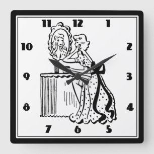 Relógio Quadrado Boudoir moderno das senhoras do meio século retro