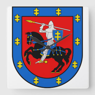 Relógio Quadrado Brasão de Armas do Condado de Vilnius