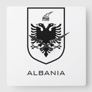 Relógio Quadrado Brasão de Armas Nacional da Albânia Heritage Ink