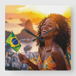 RELÓGIO QUADRADO BRASIL - EU AMO O BRASIL