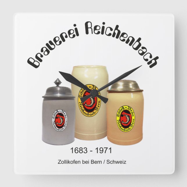 Relógio Quadrado Brauerei Reichenbach Zollikofen Uhr (Frente)