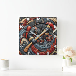 Relógio Quadrado Bravura de artesanato por meio de fogo e arte