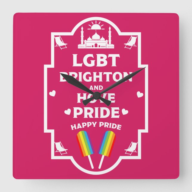 Relógio Quadrado Brighton Orgulho gay (Frente)