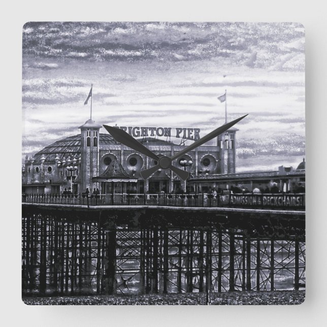 Relógio Quadrado Brighton Pier de Contraste (Frente)