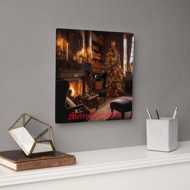 Relógio Quadrado Brilho festivo (Escritório)