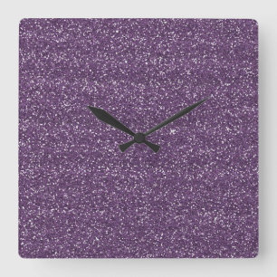 Relógio Quadrado Brilho roxo & de prata Sparkly
