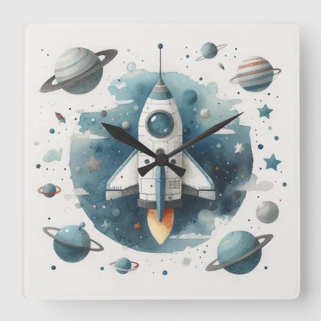 Relógio Quadrado brinquedo de nave espacial (Frente)