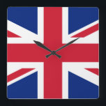Relógio Quadrado British Union Jack Flag<br><div class="desc">Bandeira nacional da Grã-Bretanha e da Irlanda do Norte Excelente A bandeira do Reino Unido, também conhecida como bandeira da União ou bandeira da União, teve origem em 1801 com a união da Grã-Bretanha e da Irlanda Excelentes. Consiste numa combinação das bandeiras da Inglaterra, da Escócia e da Irlanda, e...</div>