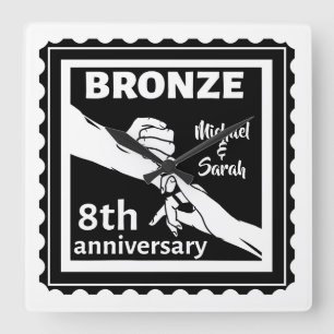 Relógio Quadrado Bronze tradicional de aniversário de casamento