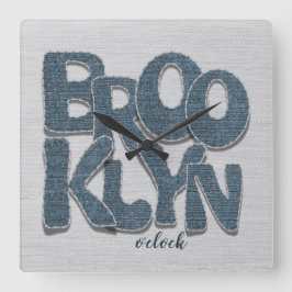 Relógio Quadrado Brooklyn Denim Letter Wall Clock