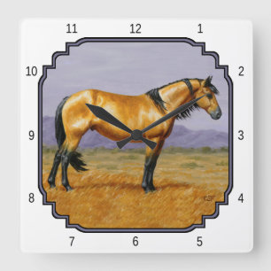 Relógio Quadrado Bucksin Wild Horse Mustang Stallion