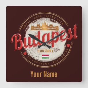 Relógio Quadrado Budapest Design Hungria Vintage Parlamento