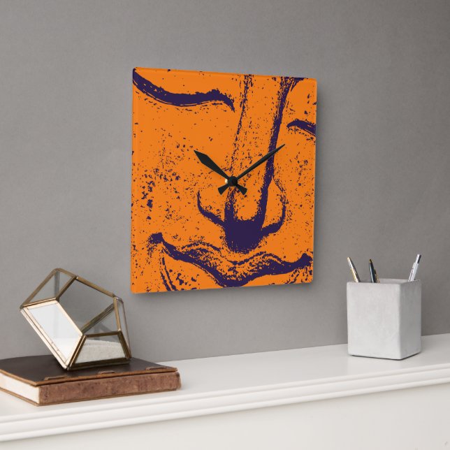 Relógio Quadrado Buddha Face Zen Harmony Buddhahood Orange (Escritório)