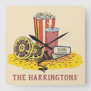 Relógio Quadrado Buff de Filme de Texto Personalizado