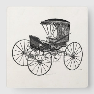Relógio Quadrado Buggy Antiquado Desenhado em Cavalo Vintage dos an