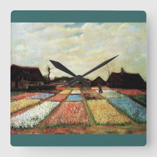 Relógio Quadrado Bulb Fields de Vincent van Gogh.