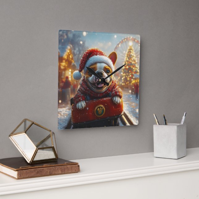 Relógio Quadrado Bull Terrier Dog Natal (Escritório)