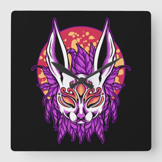 Relógio Quadrado Bunny Mask (Frente)