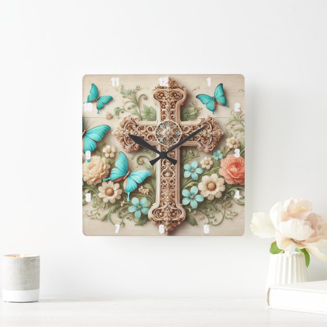 Relógio Quadrado Buquê Floral Laranja E Amarelo Queda (Lar)