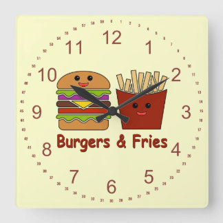 Relógio Quadrado Burgers e Fries