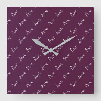 Relógio Quadrado Burgundy Plum "Love"