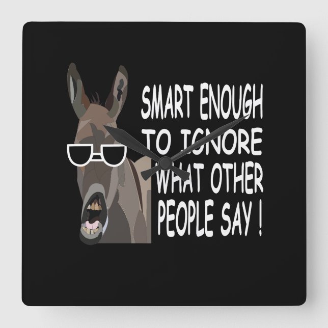 Relógio Quadrado Burro Inteligente Legal (Frente)