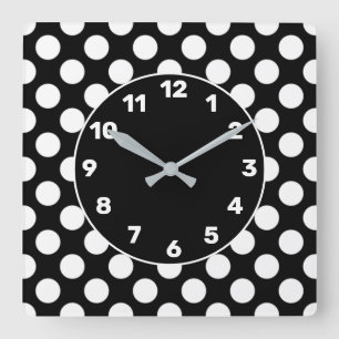 Relógio Quadrado BW Bolinhas Square Wall Clock