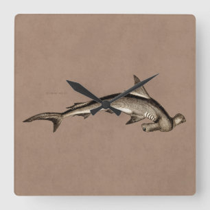 Relógio Quadrado Cabeça de martelo velha do tubarão de Hammerhead