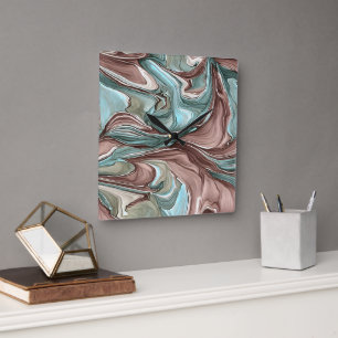 Relógio Quadrado Cabeças brancas-azuis-brancas-Douradas