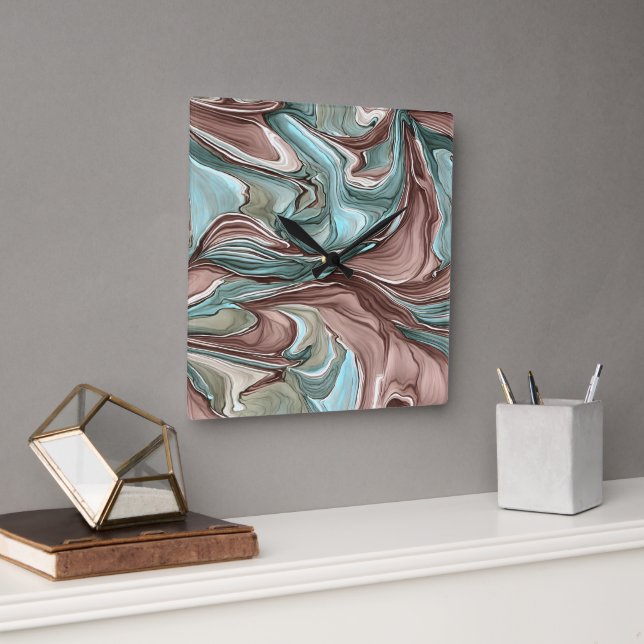 Relógio Quadrado Cabeças brancas-azuis-brancas-Douradas (Escritório)