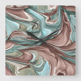 Relógio Quadrado Cabeças brancas-azuis-brancas-Douradas