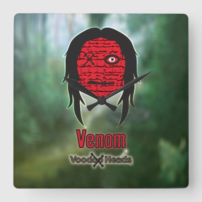 Relógio Quadrado Cabeças Voodoo ~ Pântano (Frente)