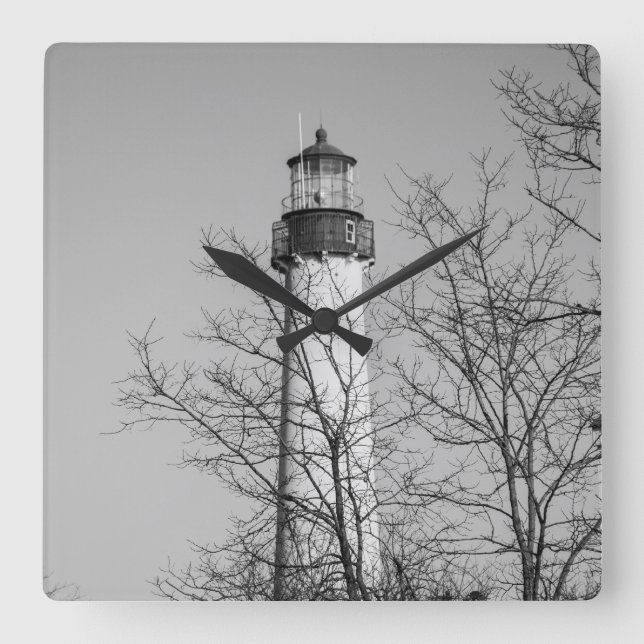 Relógio Quadrado Cabo May Light b/w (Frente)