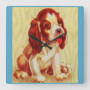 Relógio Quadrado cachorrinho fofo