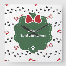 Relógio Quadrado Cachorro Bonito de Natal Lover Moderno