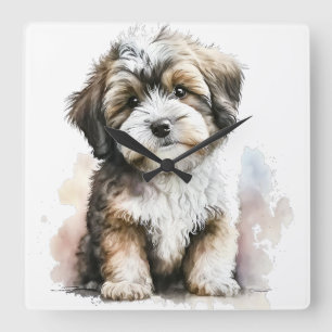 RELÓGIO QUADRADO CACHORRO BRANCO E MARAVILHOSO ADORÁVEL