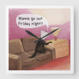 Relógio Quadrado Cachorro de Namorando Engraçado Cartoon Wall Cloc