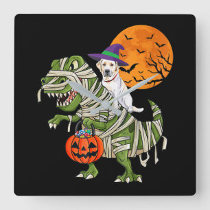 Relógio Quadrado Cachorro Labrador Retriever Riding Mummy T Rex