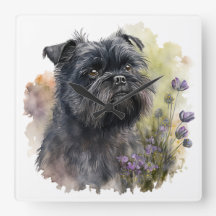 CACHORRO NEGRO ADORÁVEL AFFENPINSCHER COM FLORES