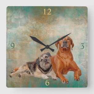 Relógio Quadrado Cachorros Adoráveis Na Arte De Desligar