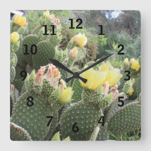 Relógio Quadrado Cactus Flowers Wall Clock