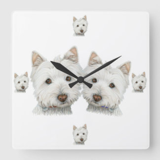 Relógio Quadrado Cães de Westie abundante! Pulso de disparo de