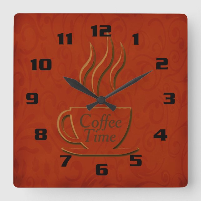 Relógio Quadrado Café da Manhã Cozinha Bonita (Frente)