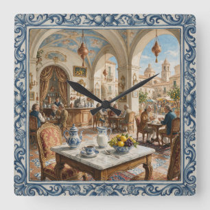 Relógio Quadrado Café de Palermo em cerâmica siciliana do século XV