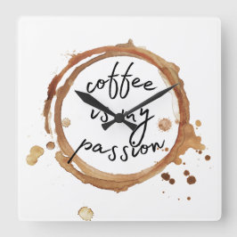 Relógio Quadrado café é minha paixão