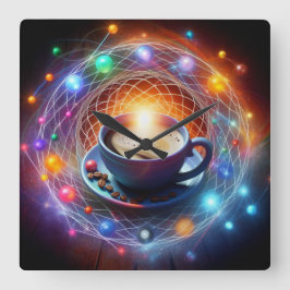 Relógio Quadrado Café e o Cosmos: Uma Sinza de Energia