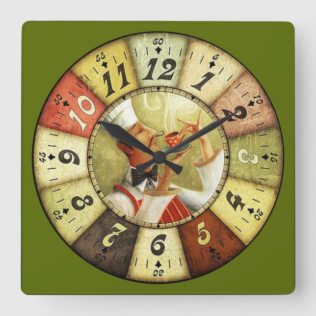 Relógio Quadrado Café Vintage Chef (Frente)