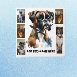 Relógio Quadrado Caixa de Foto do Boxer Personalizável